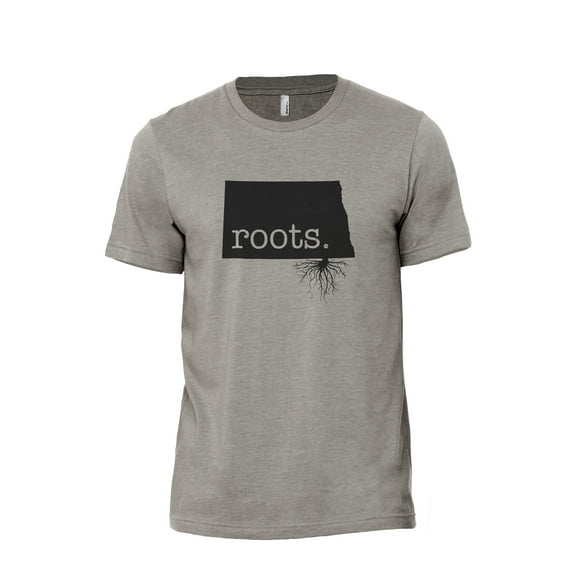Home Roots State North Dakota ND Men's Modern Fit Fun Casual T-Shirt Printed Graphic Tee Military Grey 3X-Large