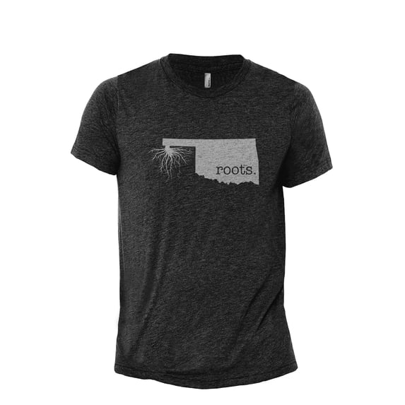 Home Roots State Oklahoma OK Men's Modern Fit Fun Casual T-Shirt Printed Graphic Tee Charcoal Grey Large