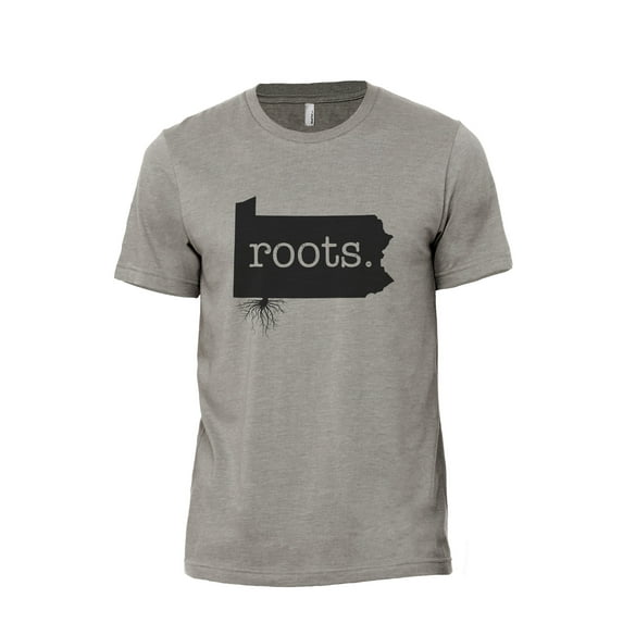 Home Roots State Pennsylvania PA Men's Modern Fit Fun Casual T-Shirt Printed Graphic Tee Military Grey 2X-Large