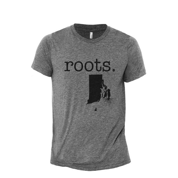 Home Roots State Rhode Island RI Men's Modern Fit Fun Casual T-Shirt Printed Graphic Tee Heather Grey 3X-Large