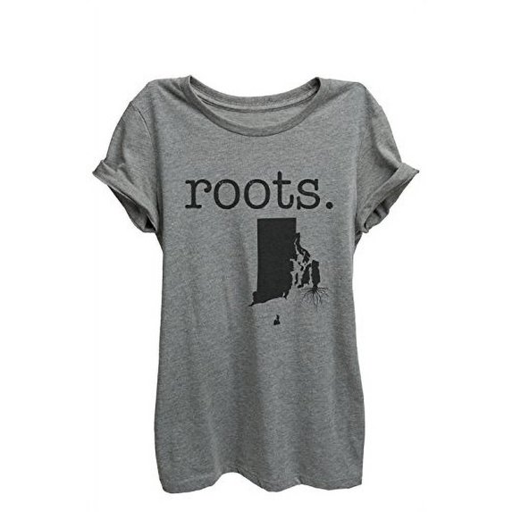 Home Roots State Rhode Island Womens Relaxed T-Shirt Tee Heather Grey - Large