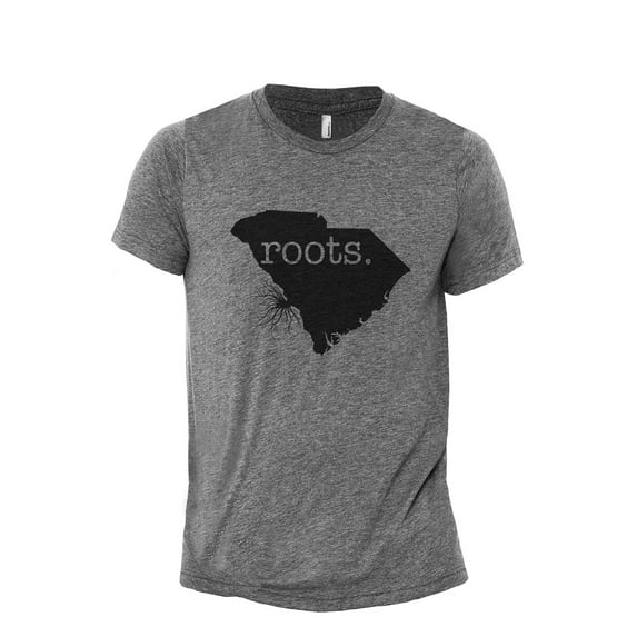 Home Roots State South Carolina SC Men's Modern Fit Fun Casual T-Shirt Printed Graphic Tee Heather Grey X-Large