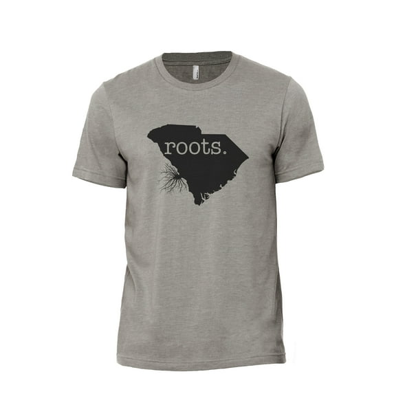 Home Roots State South Carolina SC Men's Modern Fit Fun Casual T-Shirt Printed Graphic Tee Military Grey Small