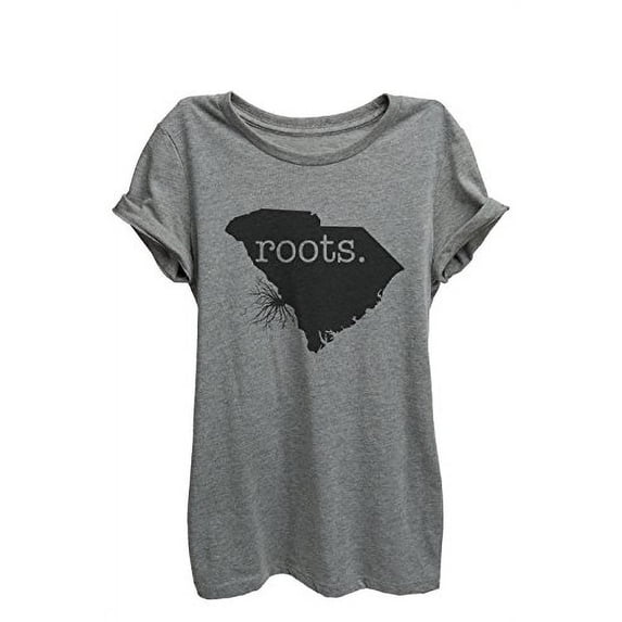 Home Roots State South Carolina Womens Relaxed T-Shirt Tee Heather Grey - 2XL