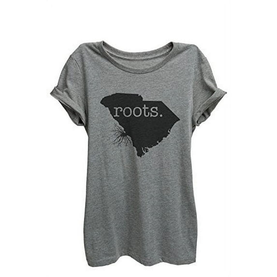 Home Roots State South Carolina Womens Relaxed T-Shirt Tee Heather Grey - Medium