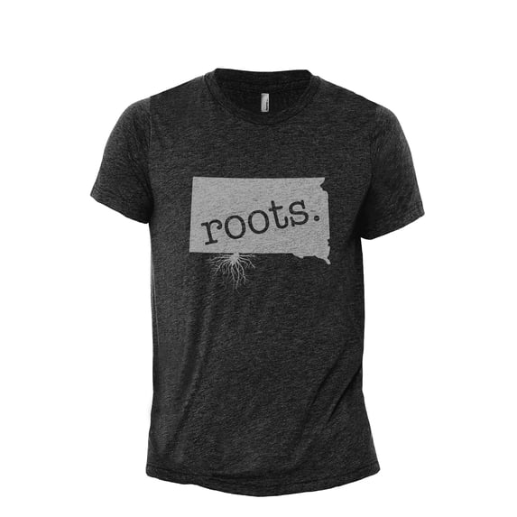 Home Roots State South Dakota SD Men's Modern Fit Fun Casual T-Shirt Printed Graphic Tee Charcoal Grey Large