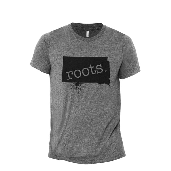 Home Roots State South Dakota SD Men's Modern Fit Fun Casual T-Shirt Printed Graphic Tee Heather Grey Medium