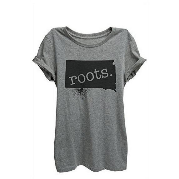 Home Roots State South Dakota Womens Relaxed T-Shirt Tee Heather Grey - 2XL