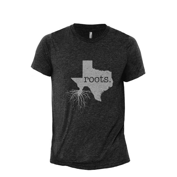 Home Roots State Texas TX Men's Modern Fit Fun Casual T-Shirt Printed Graphic Tee Charcoal Grey 3X-Large