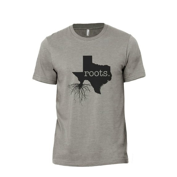 Home Roots State Texas TX Men's Modern Fit Fun Casual T-Shirt Printed Graphic Tee Military Grey Large