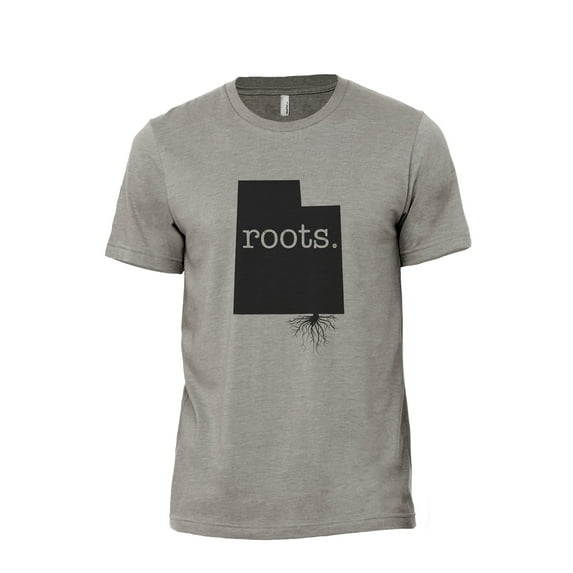 Home Roots State Utah UT Men's Modern Fit Fun Casual T-Shirt Printed Graphic Tee Military Grey Small