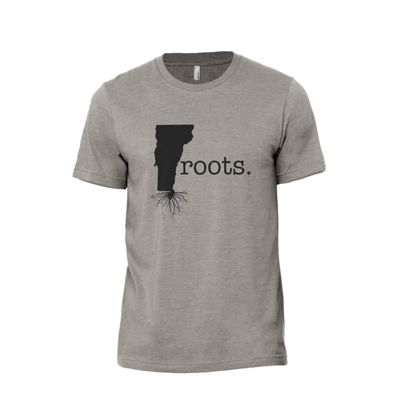 Home Roots State Vermont VT Men's Modern Fit Fun Casual T-Shirt Printed Graphic Tee Military Grey Medium