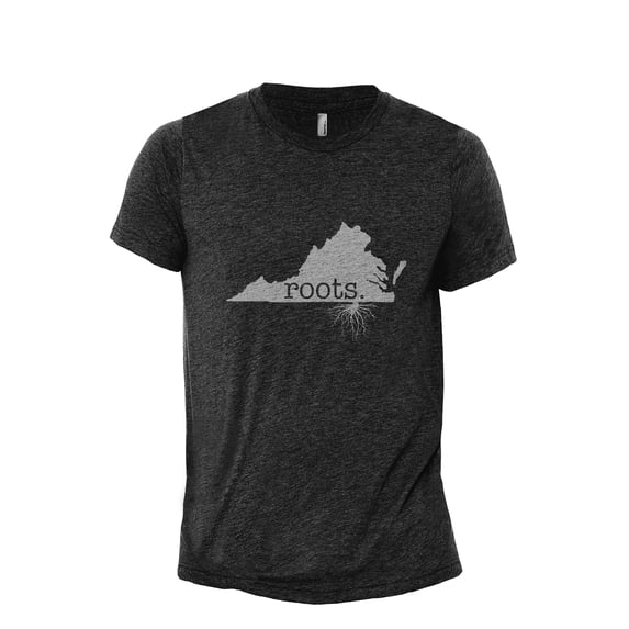 Home Roots State Virginia VA Men's Modern Fit Fun Casual T-Shirt Printed Graphic Tee Charcoal Grey 2X-Large