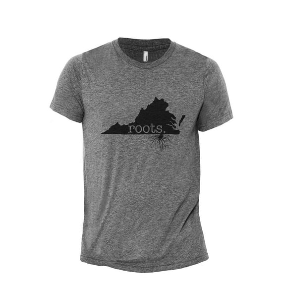 Home Roots State Virginia VA Men's Modern Fit Fun Casual T-Shirt Printed Graphic Tee Heather Grey Large