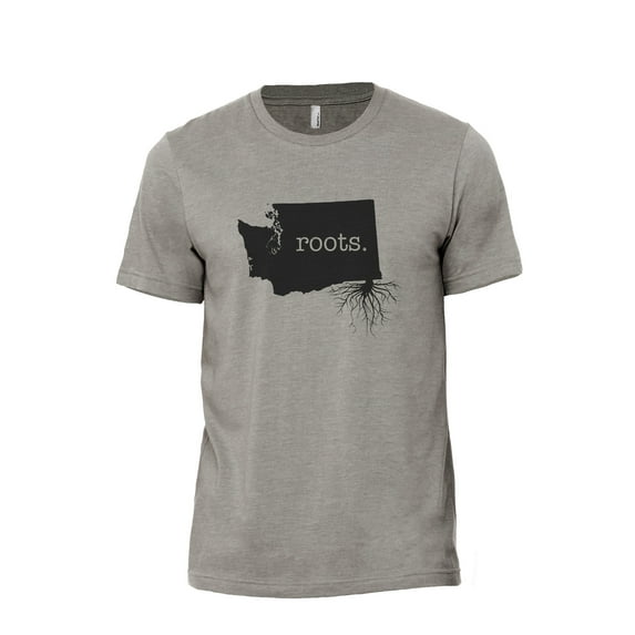 Home Roots State Washington WA Men's Modern Fit Fun Casual T-Shirt Printed Graphic Tee Military Grey 2X-Large