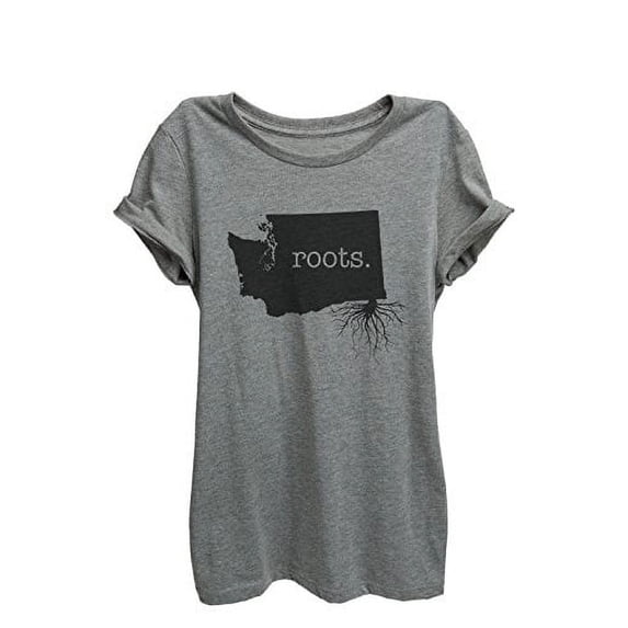 Home Roots State Washington Womens Relaxed T-Shirt Tee Heather Grey - 2XL
