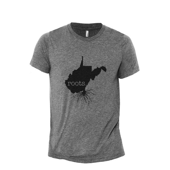 Home Roots State West Virginia WV Men's Modern Fit Fun Casual T-Shirt Printed Graphic Tee Heather Grey Large