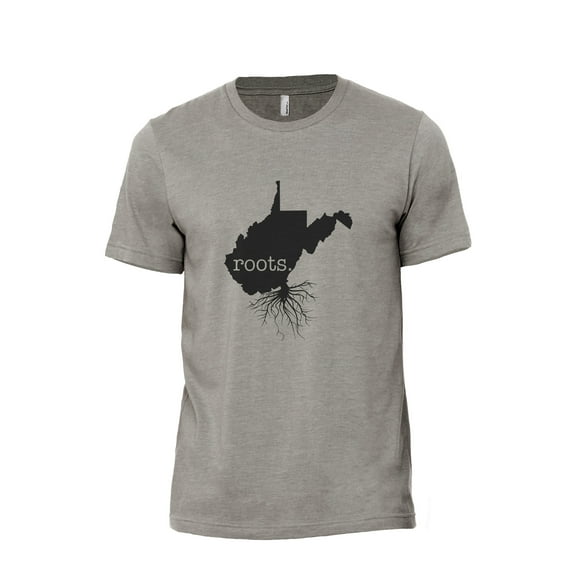 Home Roots State West Virginia WV Men's Modern Fit Fun Casual T-Shirt Printed Graphic Tee Military Grey Medium