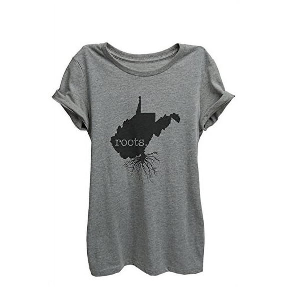 Home Roots State West Virginia Womens Relaxed T-Shirt Tee Heather Grey - 2XL