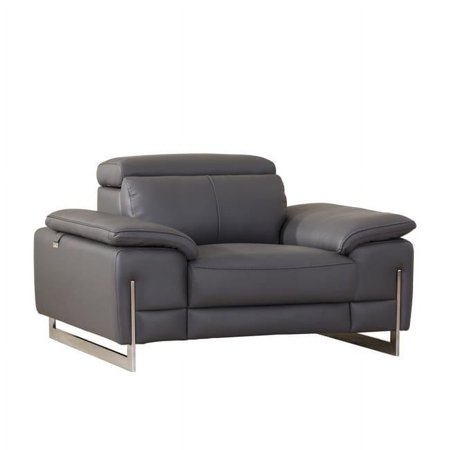 Home Roots Tasteful Leather Chair, Dark Grey - 31 in.