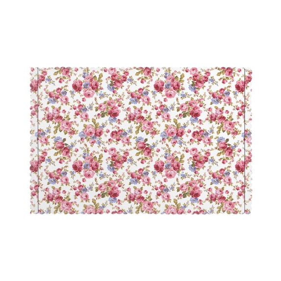 Home Rose Flower Pattern Placemats Set Of 6 Washable Wipeable Place Mats Place Mats For Festival, Parties, Family Dinner (12 X 18inch)