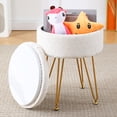 thumbnail image 1 of Home Round Velvet Storage Ottoman & Tray Top Coffee Table,White Foot Rest Stool, 1 of 7