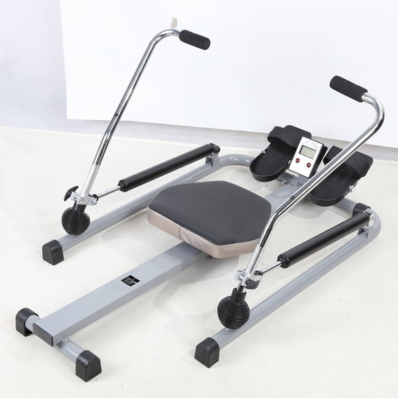 Home Rowing Machine, Hydraulic Rower with LCD Monitor, Adjustable Resistance up to 110LBS & Large Cushioned Seat, 265LBS Quiet Rowing Machine for Aerobic Exercise Fitness