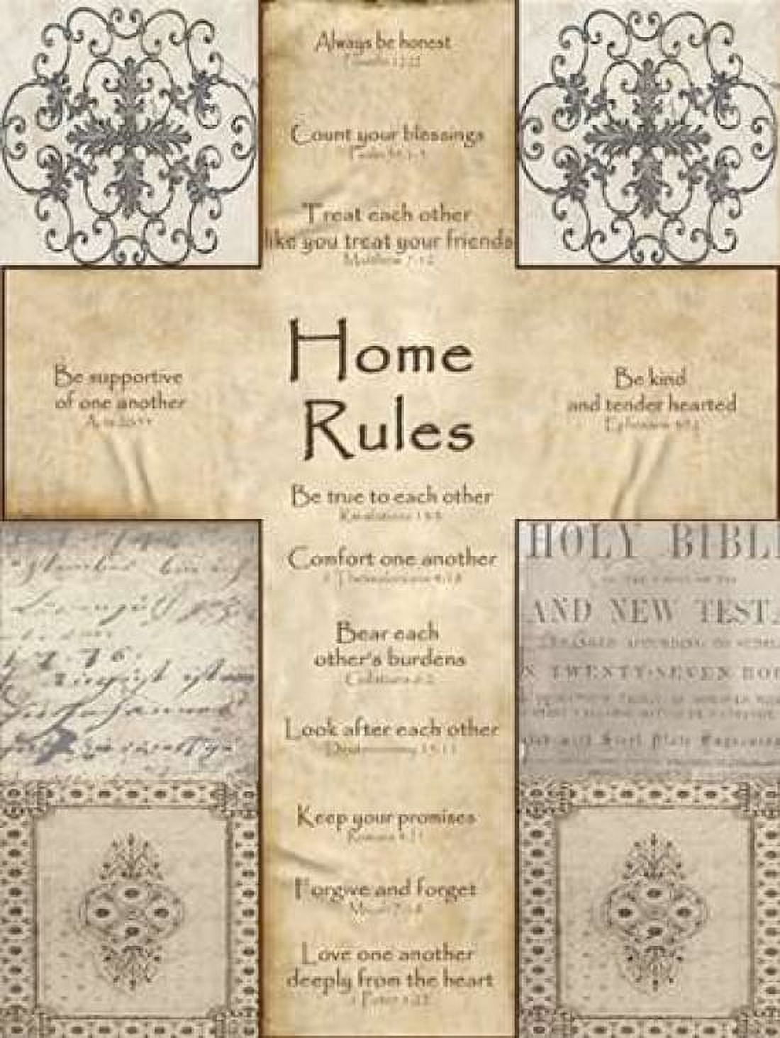 Home Rules Cross Canvas Art - Lisa Wolk (18 x 24)