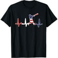 thumbnail image 1 of Home Run Baseball Flag Baseball Heartbeat T-ShirtMen and women, Black T-shirt, size: Extra large, 1 of 4