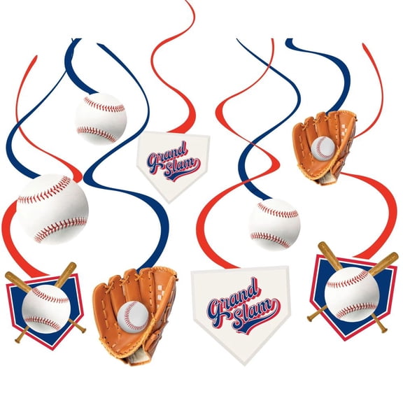 Home Run Baseball Hanging Swirl Decorations
