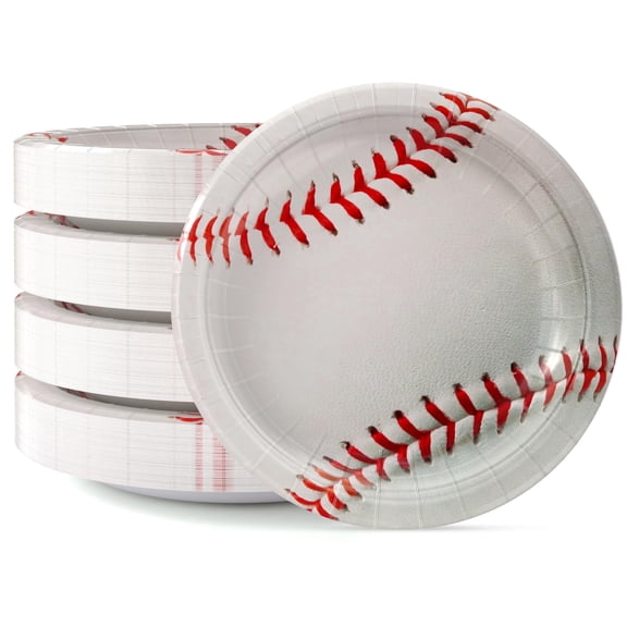 Amscan Baseball Party Plates Disposable Paper Round 40 Count 10.5 Inch