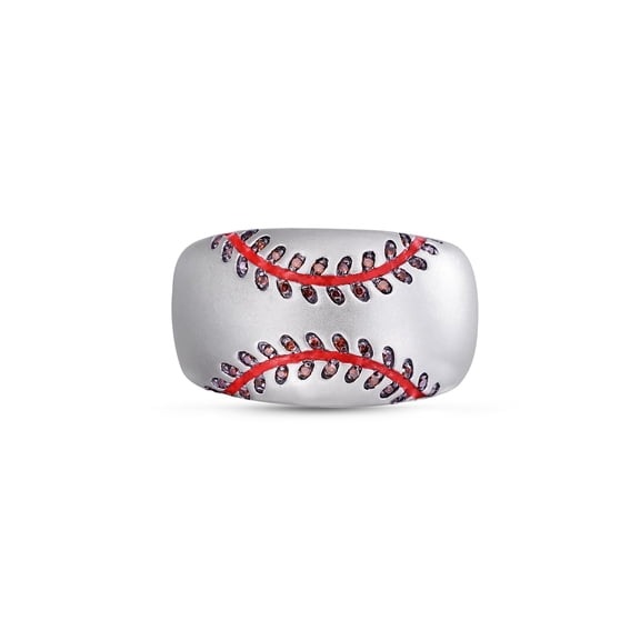 Home Run Baseball Sterling Silver Diamond Band Men Ring