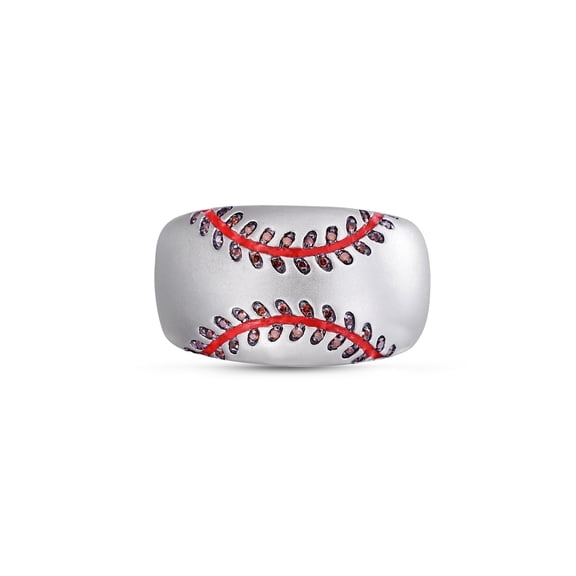 LuvMyJewelry Home Run Baseball Sterling Silver Diamond Band Men Ring