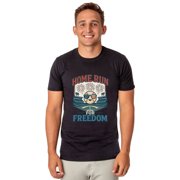 Home Run For Freedom Men's T-Shirt 4th Of July American Inspired Baseball Parody Funny Short-Sleeve Tee