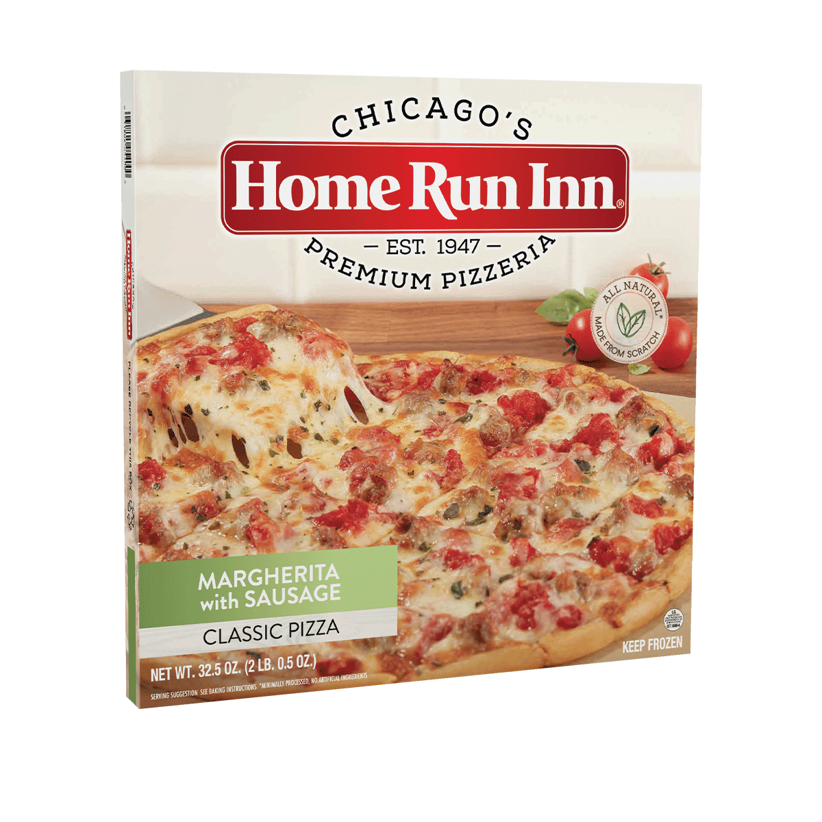 Home Run Inn Classic Crust Sausage Margherita Frozen Pizza, Marinara Sauce, Box, 32.5oz