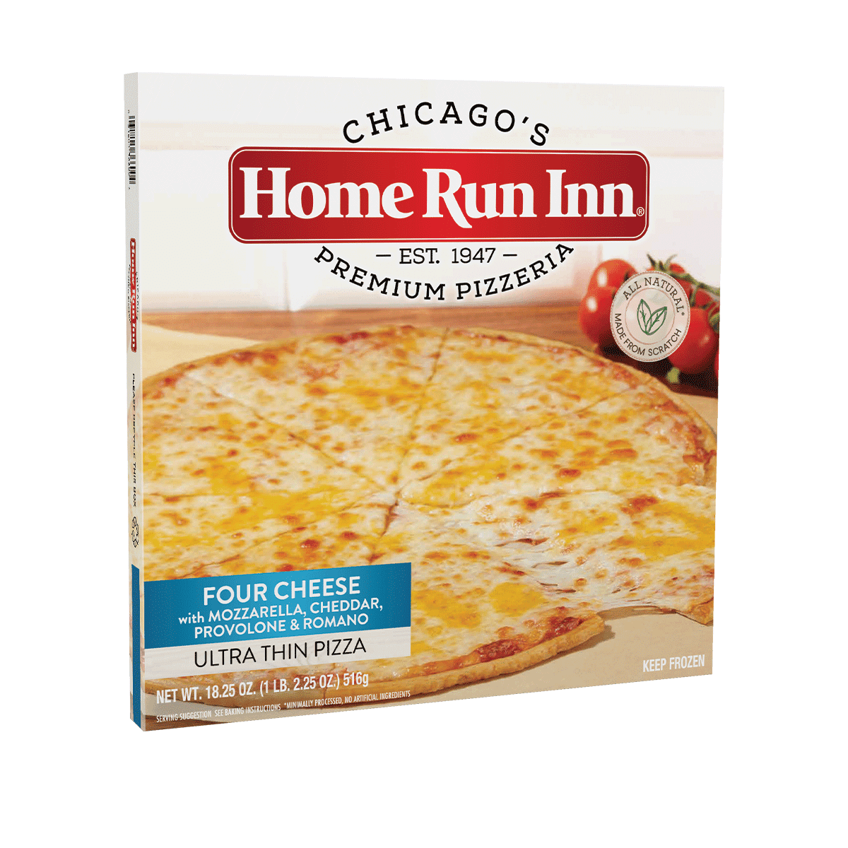 Home Run Inn Ultra Thin Crust Four Cheese Frozen Pizza, Marinara Sauce, Box, 16.5oz