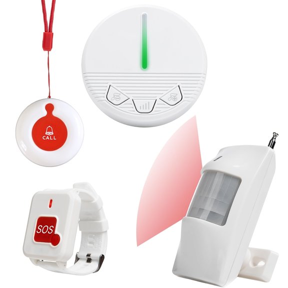 Home Safety Alert System Motion Detector Bed Alarm with Panic Button for Elderly Dementia