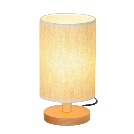 Home Sale! Jubipavy Nordic Bedroom Bedside Lamp Solid Wood LED Warm Light Creative Log Small Eye Protection Table Lamp Beige