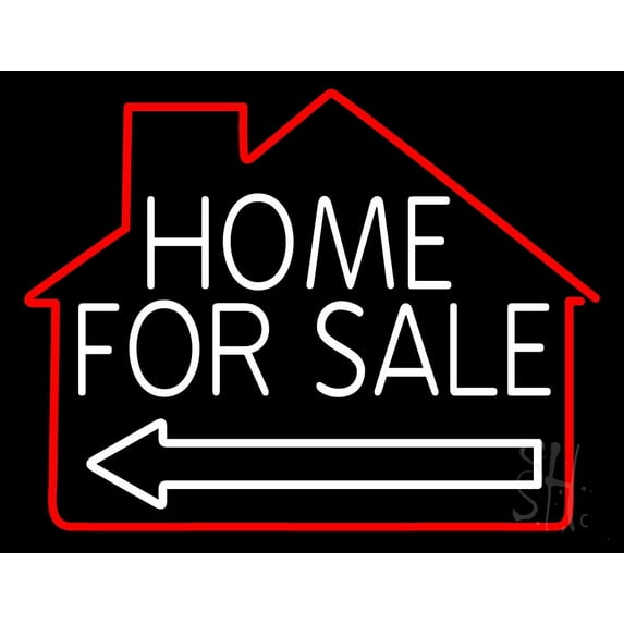 Home For Sale LED Neon Sign 15 x 19 - inches, Black Square Cut Acrylic Backing, with Dimmer - Bright and Premium built indoor LED Neon Sign for office, and stroefront