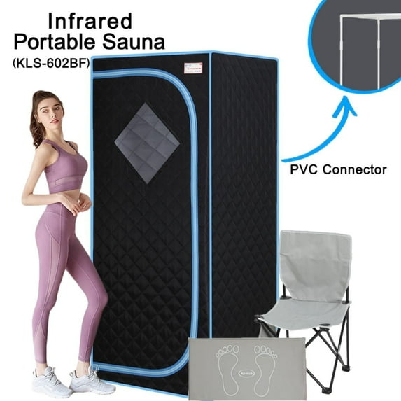 Home Sauna Box, Portable Full Body Infrared Sauna Box Home Spa with Heated Foot Pads and Portable Chair Cmgb