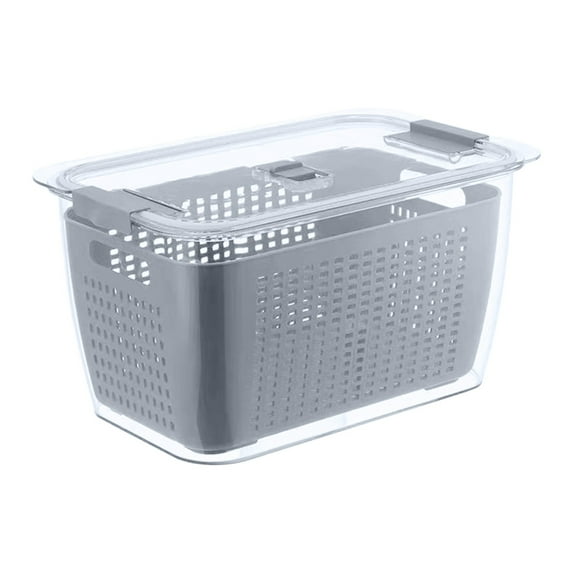 Anckoeil Kitchen Drainage Basket Fruit Vegetable Storage Containers for Fridge Draining Fresh Containers 3 In 1 Produce Storage Containers Large Organizer Bins with Lid and Colander