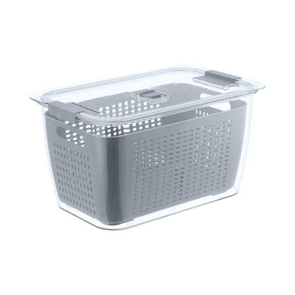 Anckoeil Kitchen Drainage Basket Fruit Vegetable Storage Containers for Fridge Draining Fresh Containers 3 In 1 Produce Storage Containers Large Organizer Bins with Lid and Colander