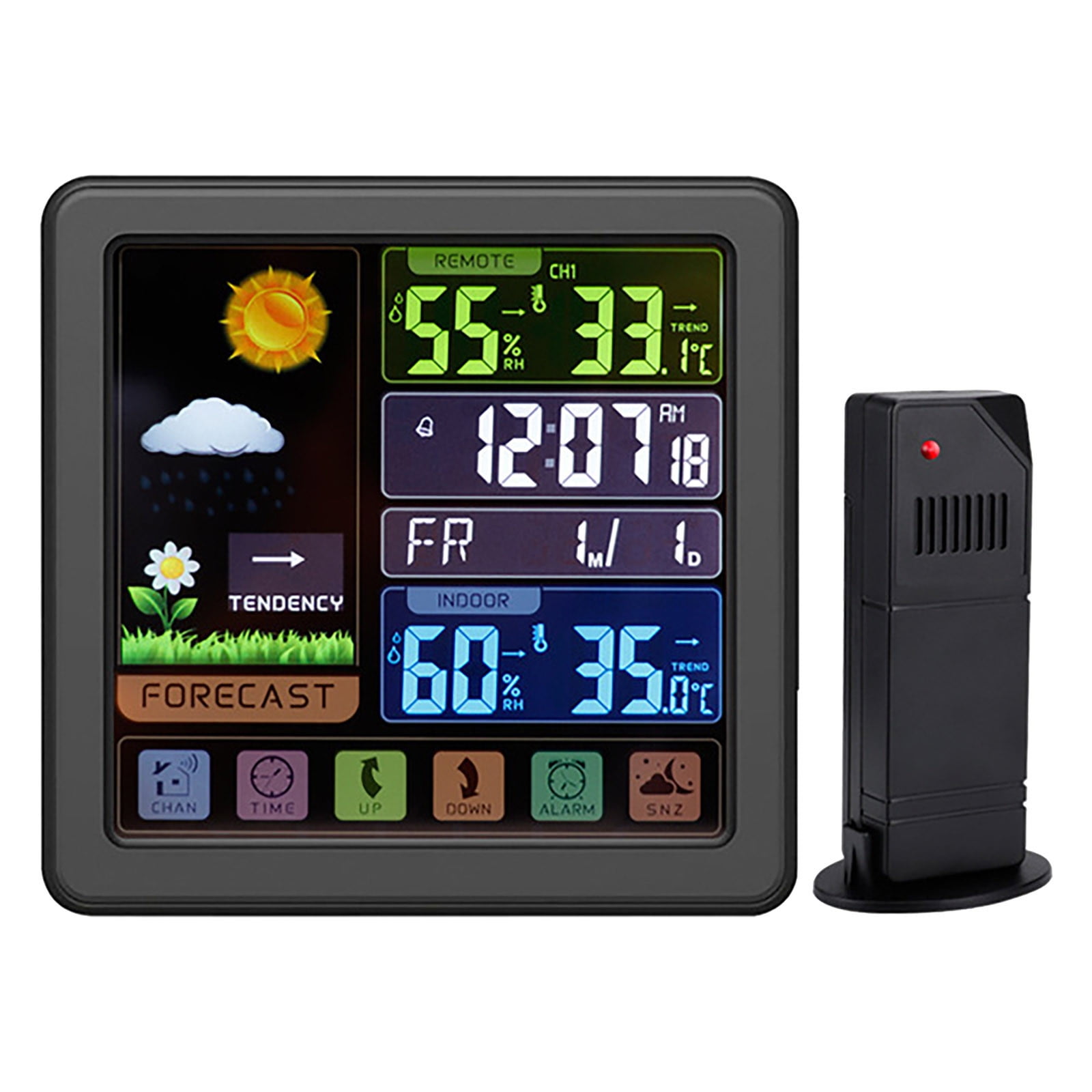 Home Saving! Jubipavy 6.1 Inch Color Display Hygrometer With Sensor 24-hour Alarm Clock For Bedroom Table Bedside Decor