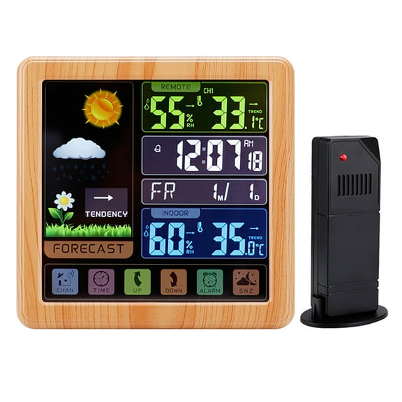 Home Saving! Jubipavy 6.1 Inch Color Display Hygrometer With Sensor 24-hour Alarm Clock For Bedroom Table Bedside Decor