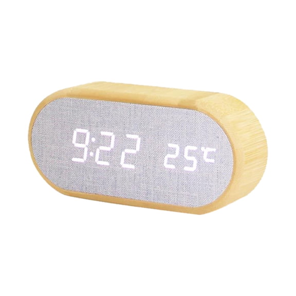 Home Saving! Jubipavy Digital Alarm Clock Round Wooden Desk Clocks With 4 Alarms Sound LED Electronic Clock For Bedroom Table Bedside Decor