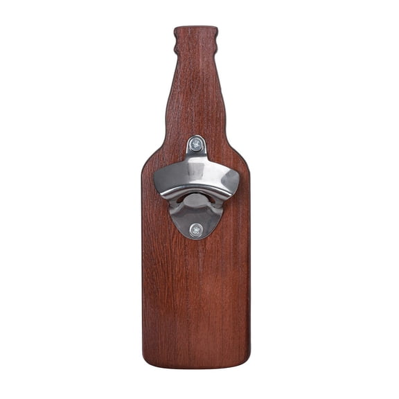 Home Saving! Jubipavy Wall Mount Bottle Opener with Embedded Magnetic Cap Catcher in Solid Wood Fridge