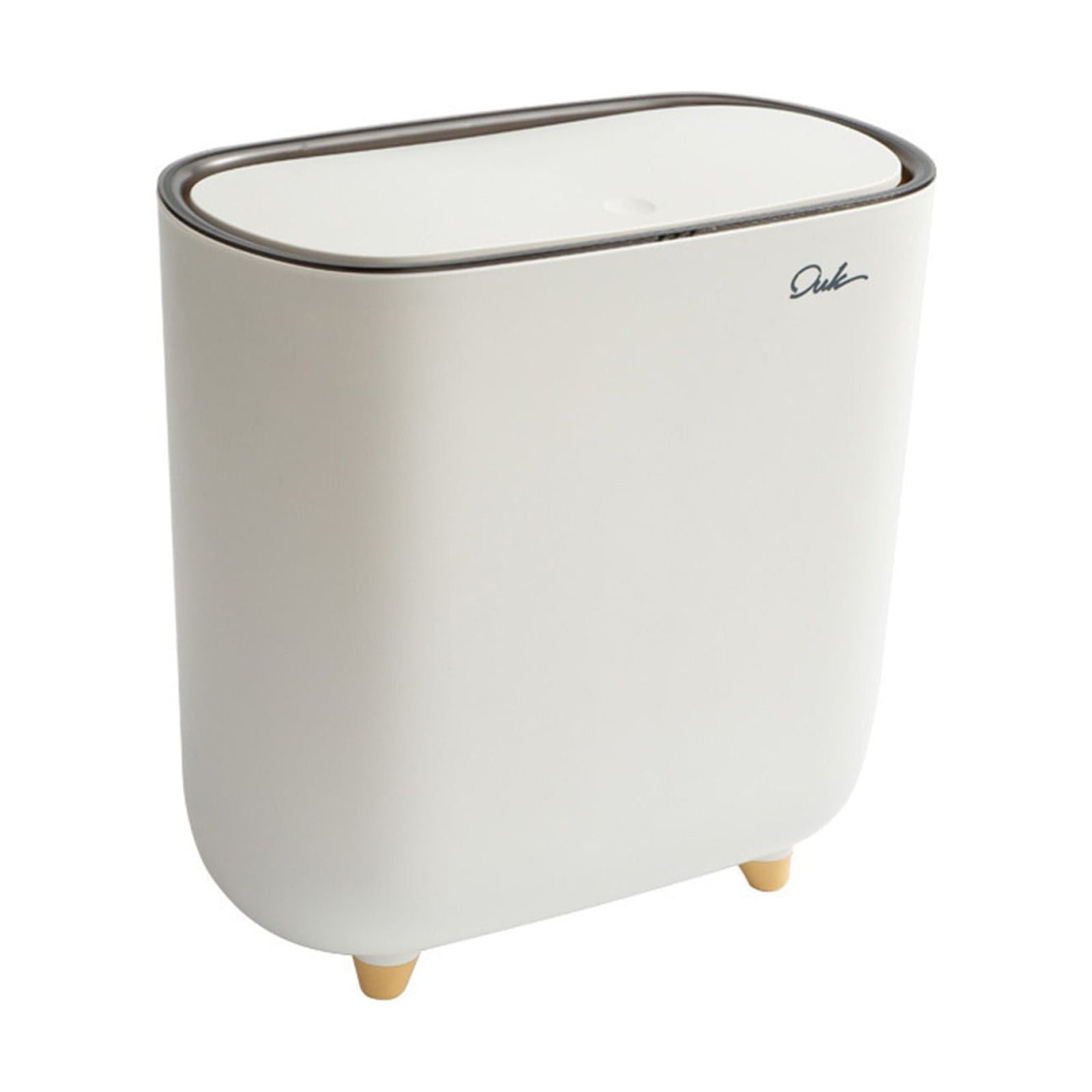 Anckoeil Automatic Bathroom Trash Can Adsorption Garbage Can with Press-top Lid Plastic Slim Wastebasket for Bathroom Office Bedroom Living Room 1.5 Gallon White