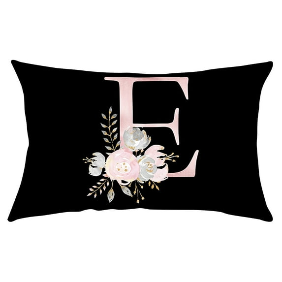 Anckoeil Home Decor Alphabet Floral Pillowcase Solid Color Simple Pillowcase
