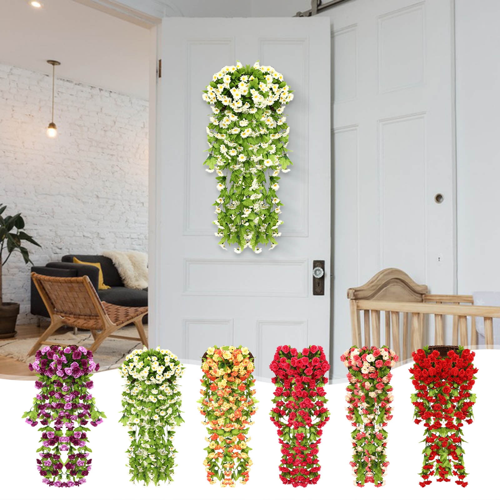 Home Savings YZEGDCH Artificial Hanging Flowers Plants Basket for