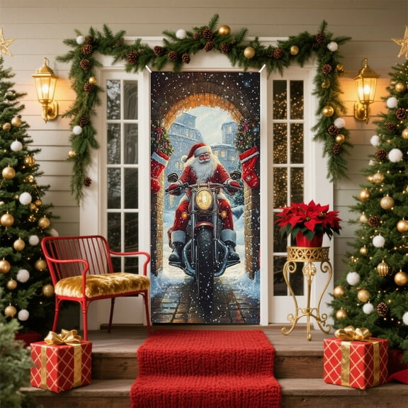 YZEGDCH Fall Door Cover, Photo Background Door Decoration, Doors Decoration for New Year Holiday Indoor Outdoor Decorations, Christmas Gifts for Women Men